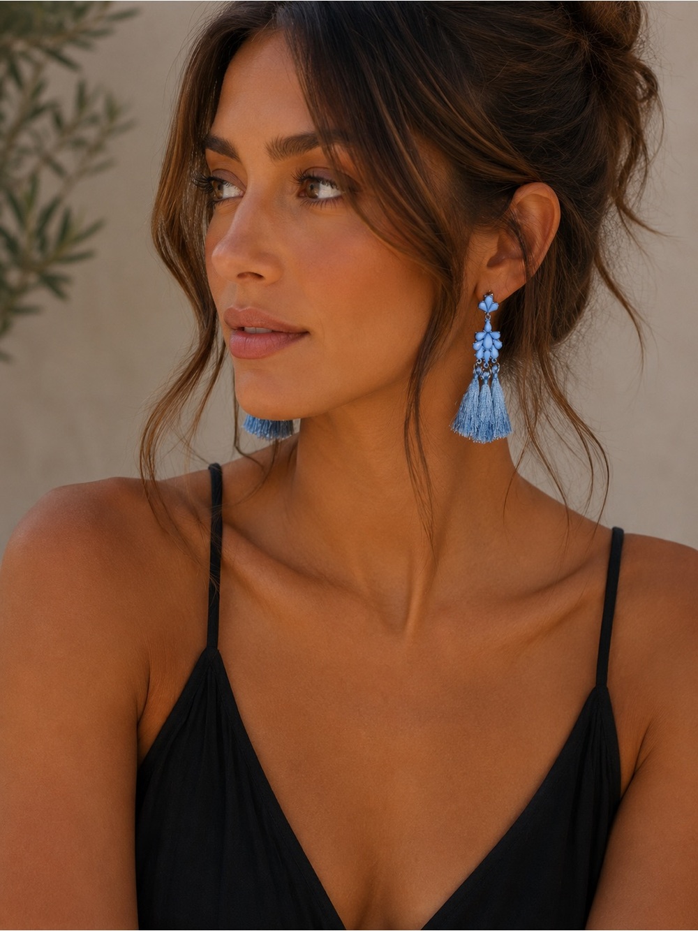 Blue Tassel Drop Earrings - Women's Fashion Jewelry